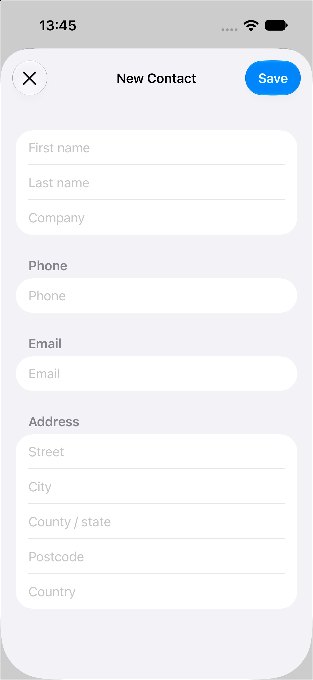 Maintain Contacts Screenshot