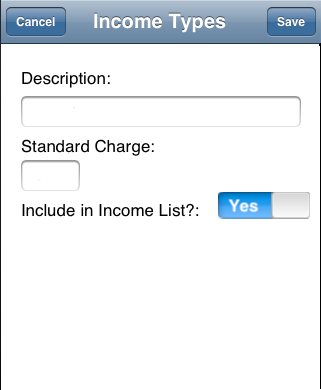 Maintain Income Screenshot